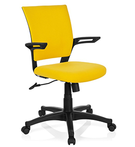 Atractiva silla de escritorio juvenil modelo LESTER, en tela color amarillo