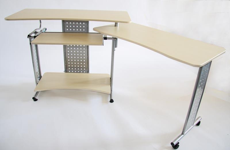 Mesa de Ordenador HIDRA, con módulo movil, en madera, dimensiones 85 x 190 x 50 cm, en Crema