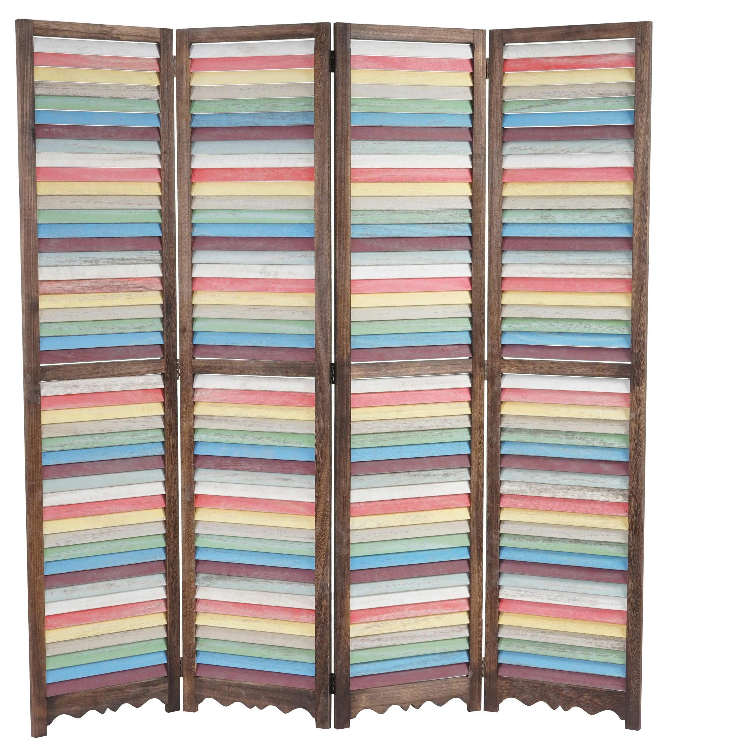 Biombo 4 paneles GERD, 170x160x2cm, Estructura de Madera en Marrón y Multicolor