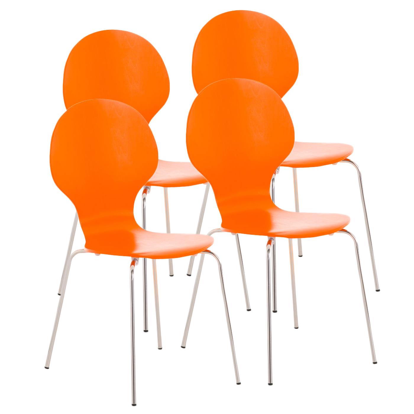 Lote 4 Sillas de Confidente CARVALLO, Estructura Metálica, Apilables, en Color Naranja
