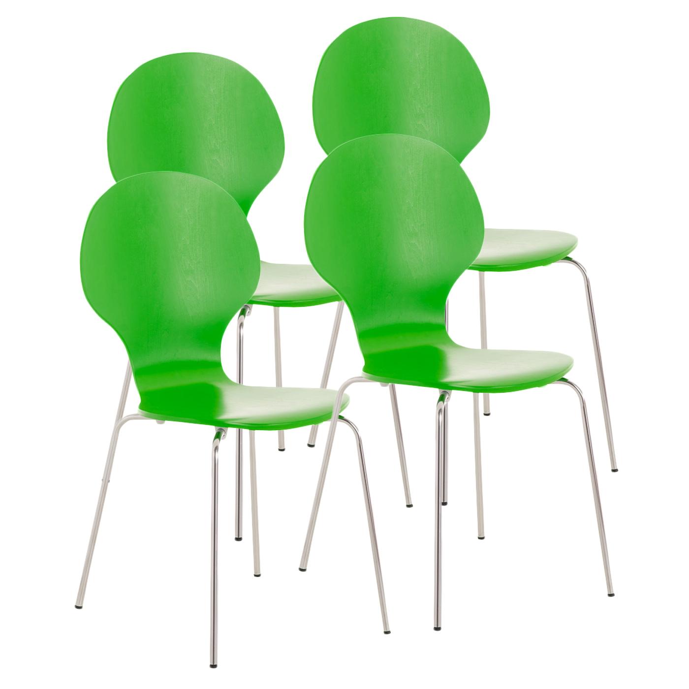 Lote 4 Sillas de Confidente CARVALLO, Estructura Metálica, Apilables, en Color Verde