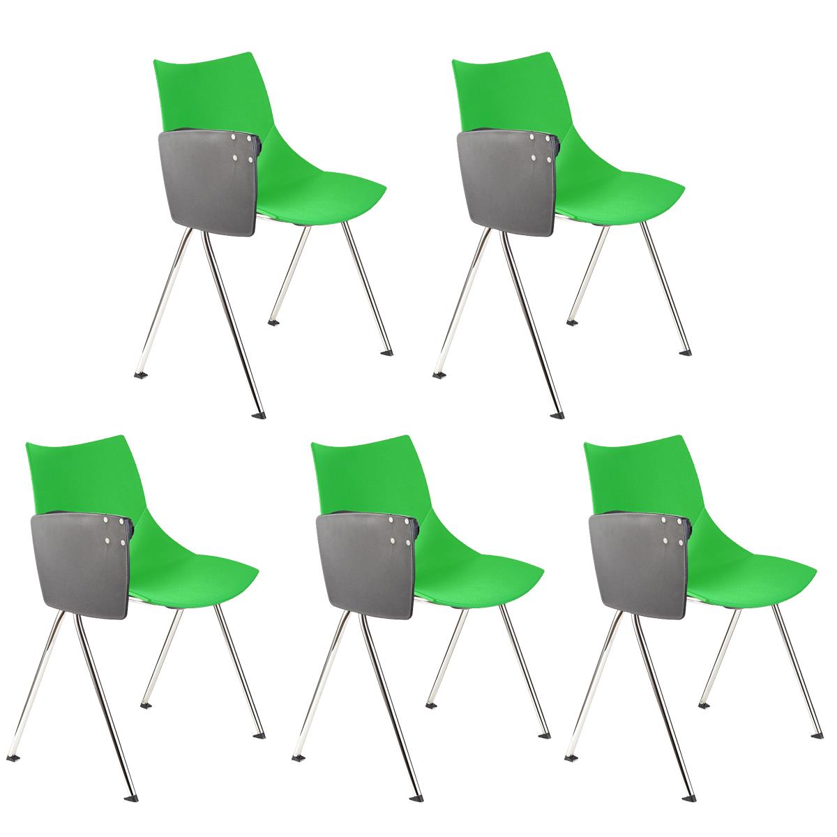 Lote de 5 sillas de Confidente AMIR CON PALA, Cómodas y Prácticas, Color Verde