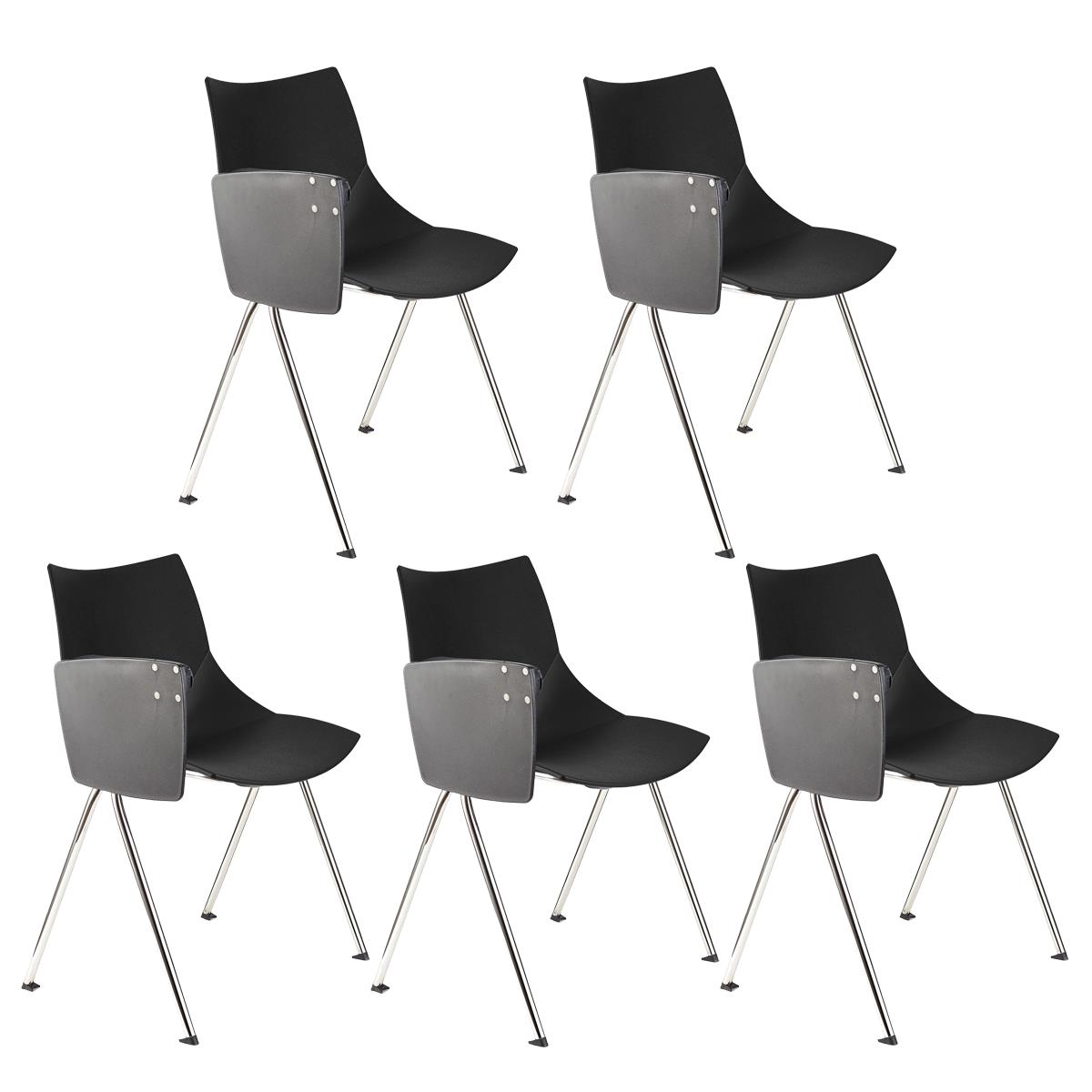 Lote de 5 sillas de Confidente AMIR CON PALA, Cómodas y Prácticas, Color Negro