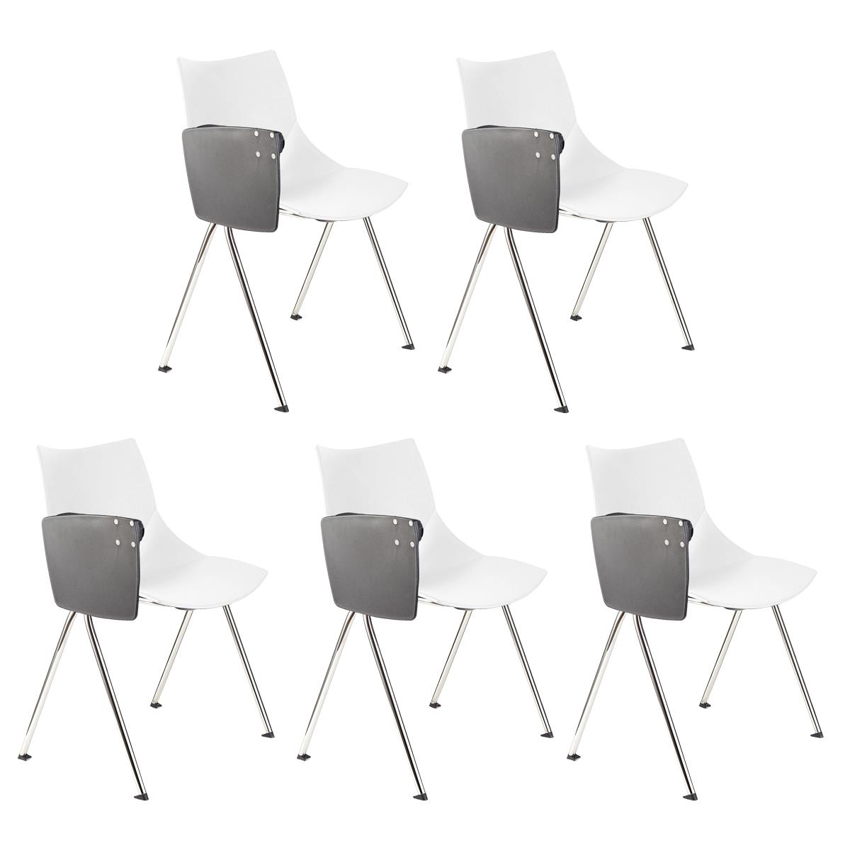 Lote de 5 sillas de Confidente AMIR CON PALA, Cómodas y Prácticas, Color Blanco