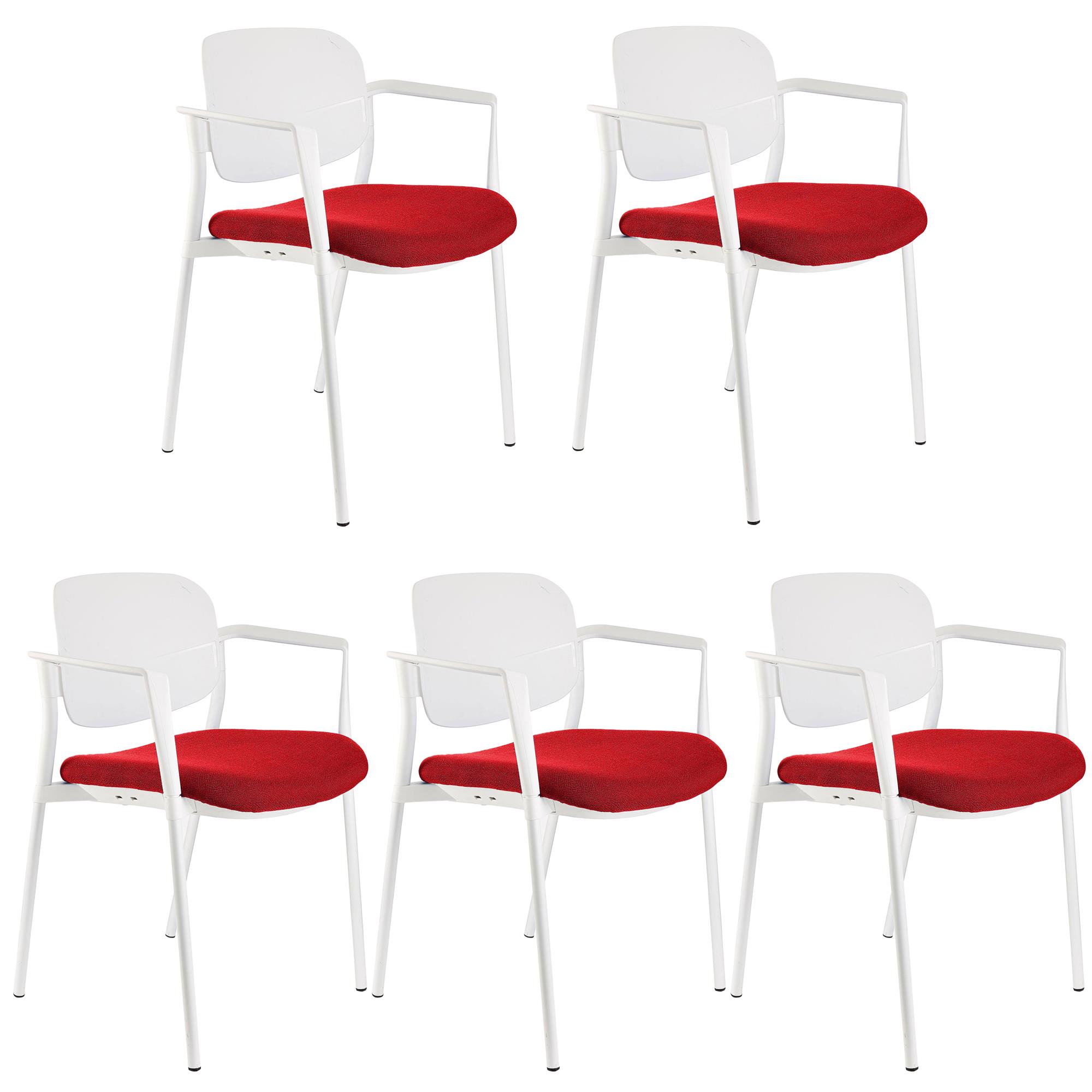 Lote de 5 sillas de Confidente ERIC, Cómodas y Prácticas, Apilables, Color Rojo