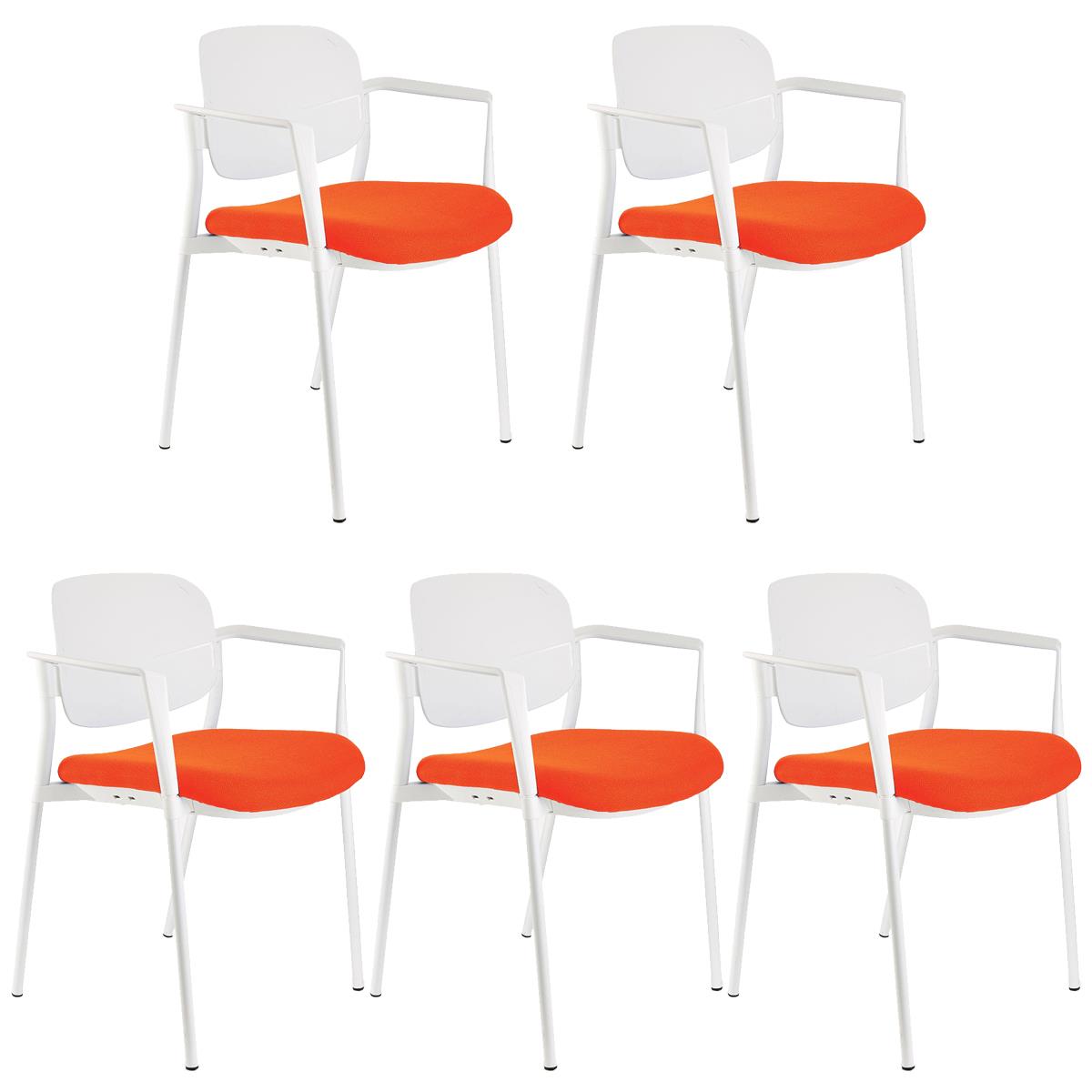 Lote de 5 sillas de Confidente ERIC, Cómodas y Prácticas, Apilables, Color Naranja