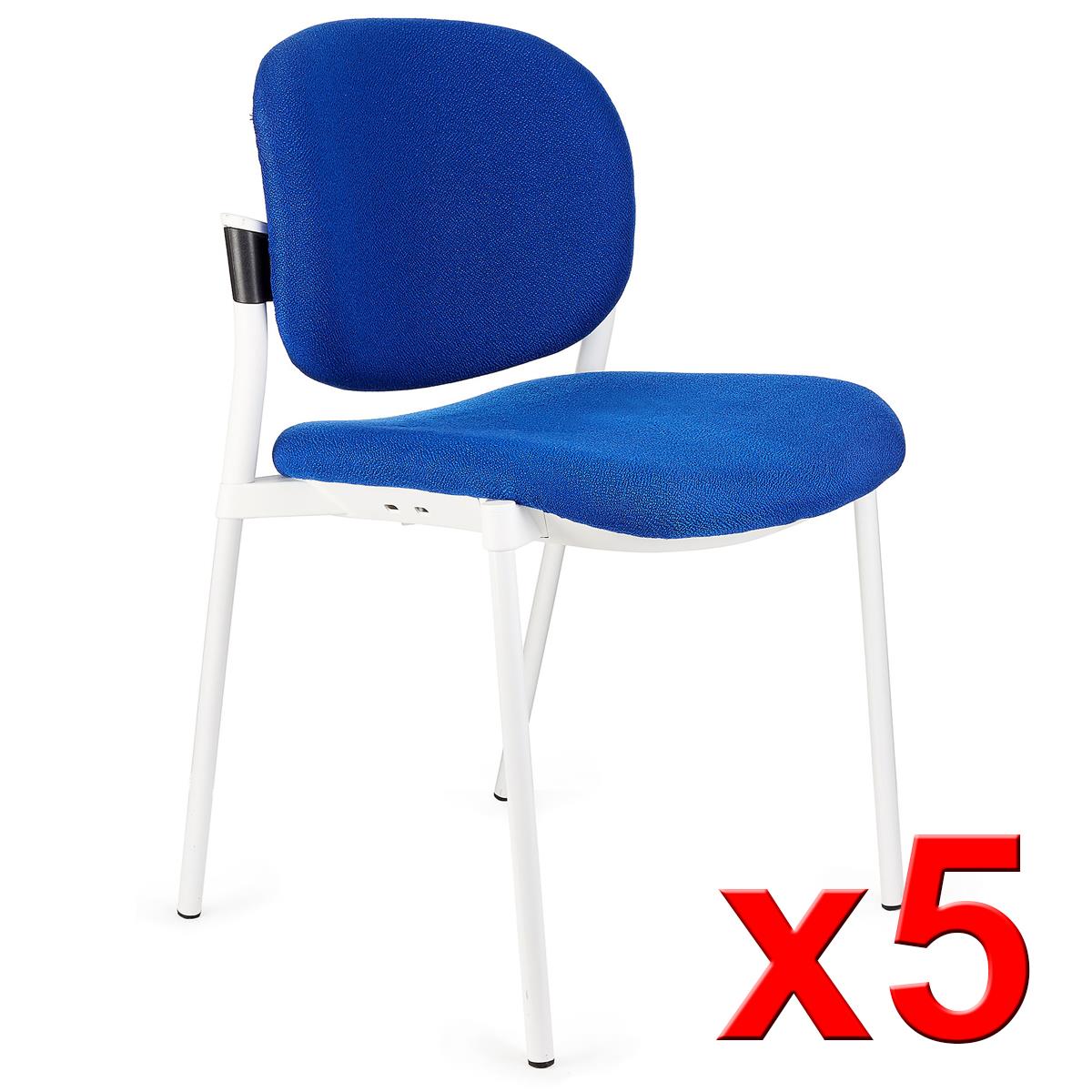 Lote de 5 sillas de Confidente ERIC RESPALDO ACOLCHADO, Cómodas y Prácticas, Apilables, Color Azul
