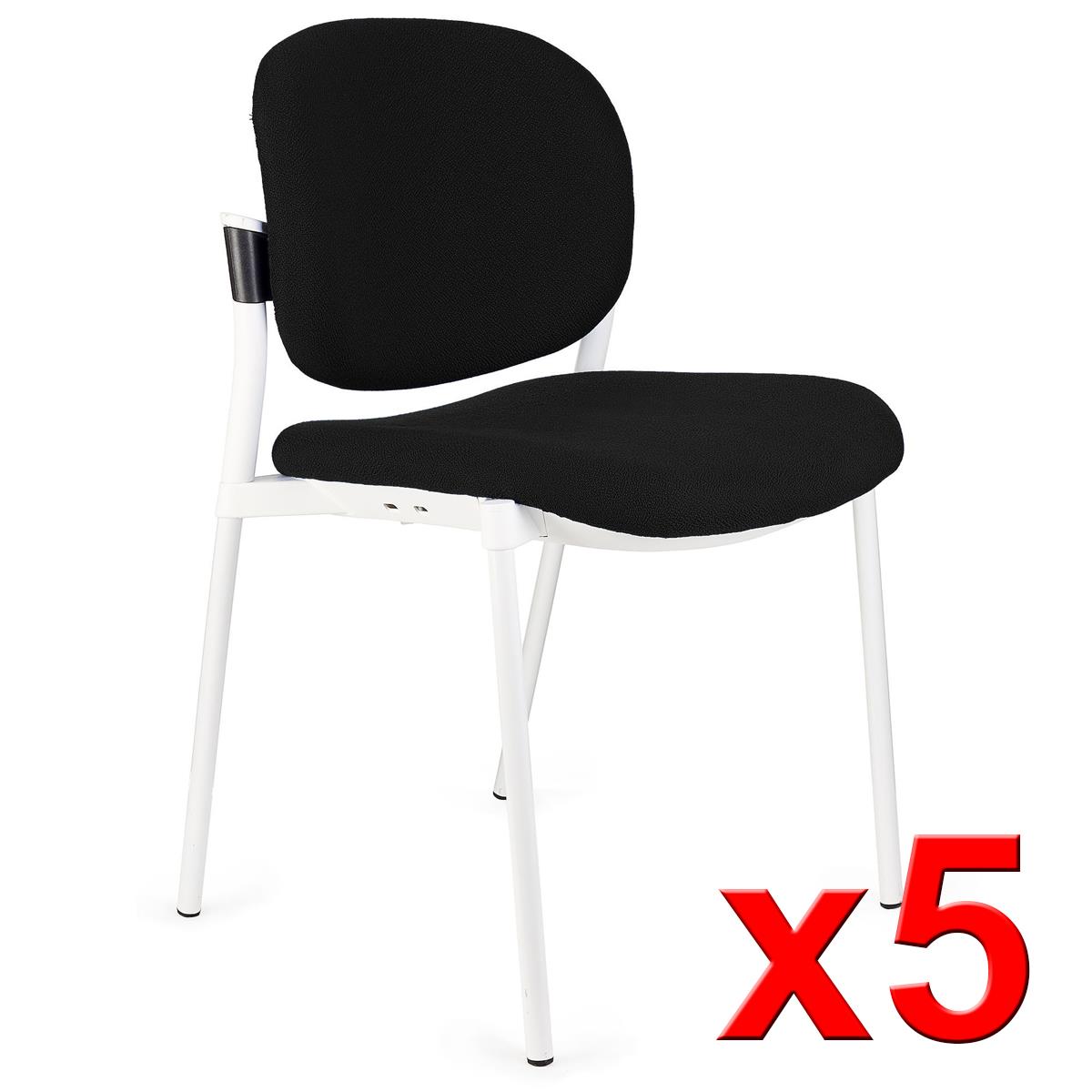 Lote de 5 sillas de Confidente ERIC RESPALDO ACOLCHADO, Cómodas y Prácticas, Apilables, Color Negro