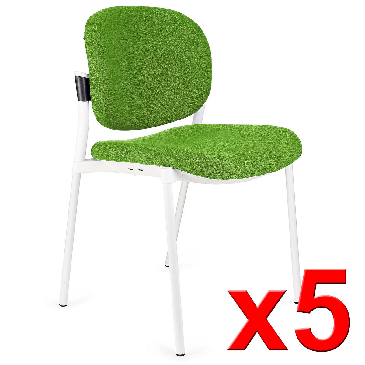 Lote de 5 sillas de Confidente ERIC RESPALDO ACOLCHADO, Cómodas y Prácticas, Apilables, Color Verde Lima