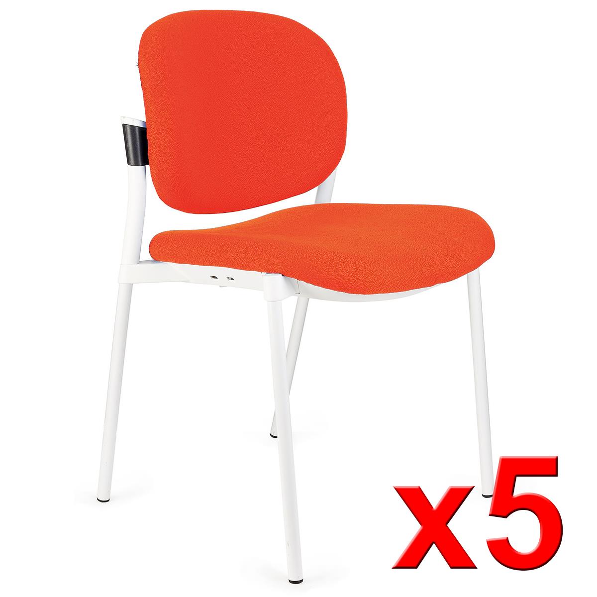 Lote de 5 sillas de Confidente ERIC RESPALDO ACOLCHADO, Cómodas y Prácticas, Apilables, Color Naranja