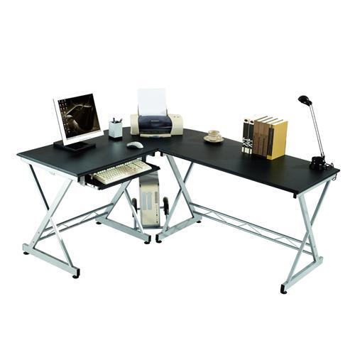 DEMO# Mesa de Oficina / PC en madera y aluminio EASY GO, con soporte para teclado y PC, Gris Grafito, 75 x 173cm