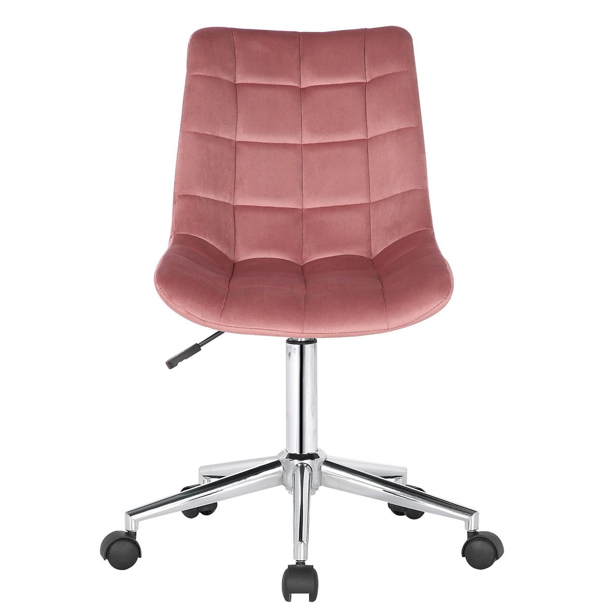 Silla Giratoria de Terciopelo de Oficina Altura Ajustable con Ruedas Silla  de Ordenador Tapizada con Respaldo Rosa