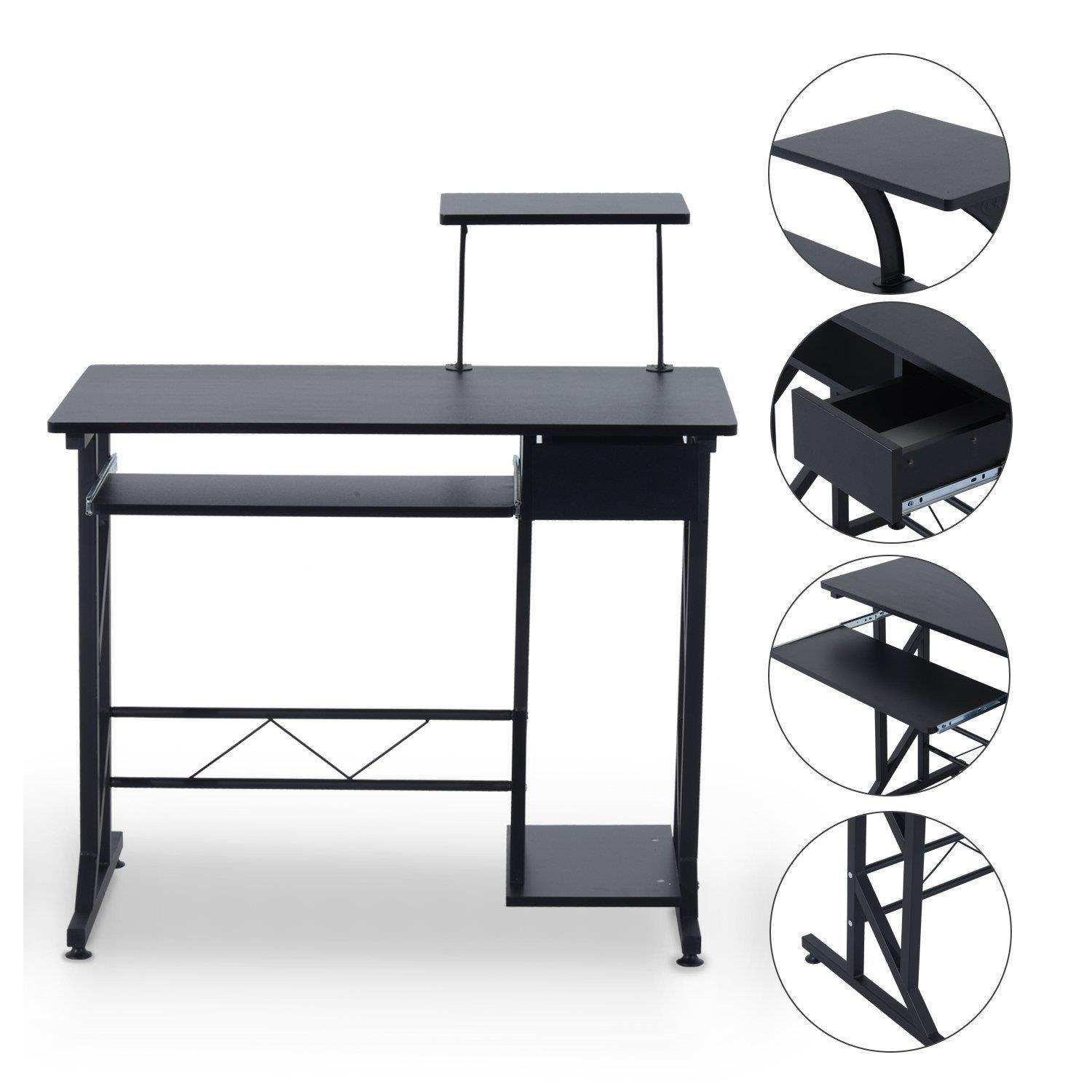 Mesa de ordenador Homcom negro 90x50x95 cm mobiliario oficina madera