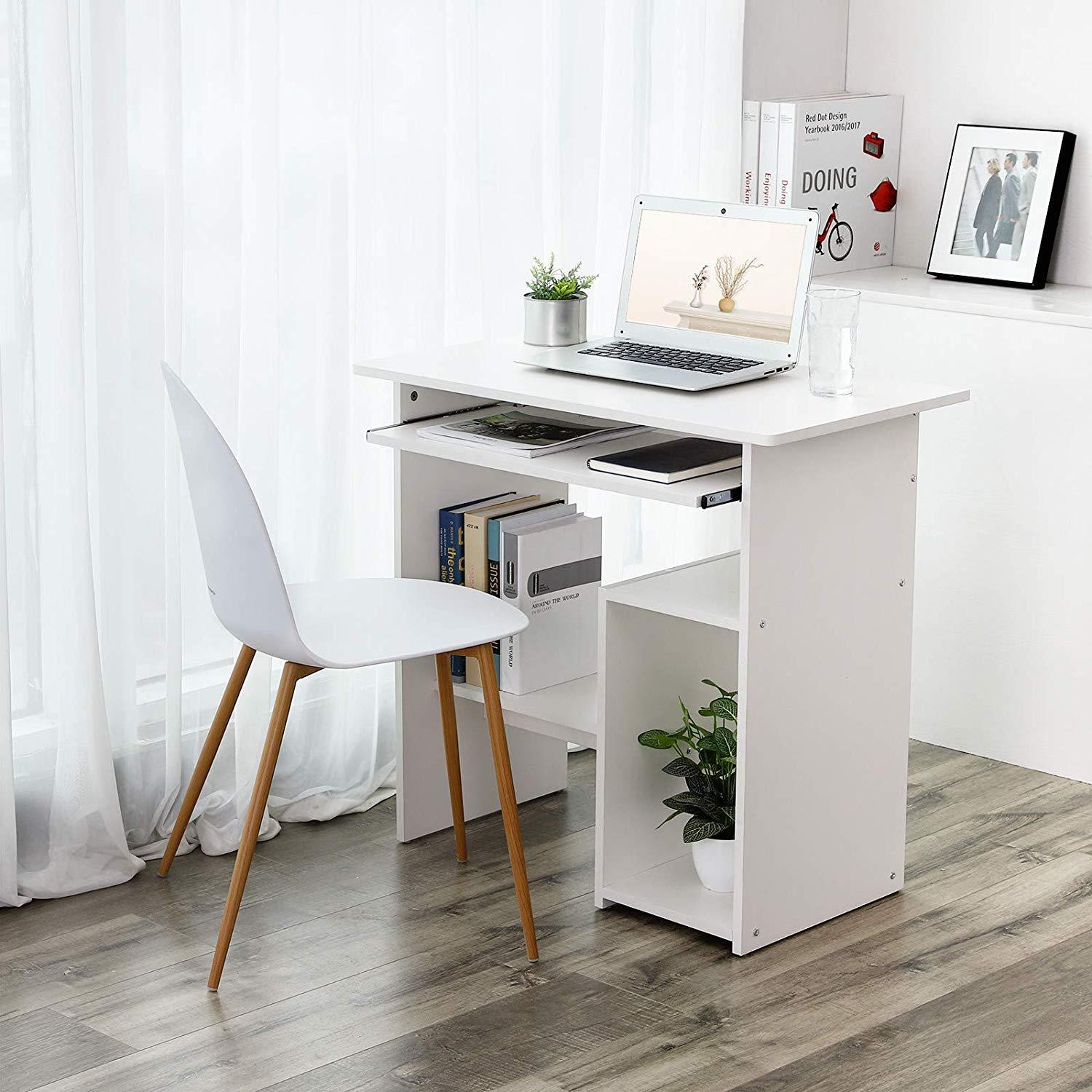 Mesa de ordenador GRISO en madera color blanco 