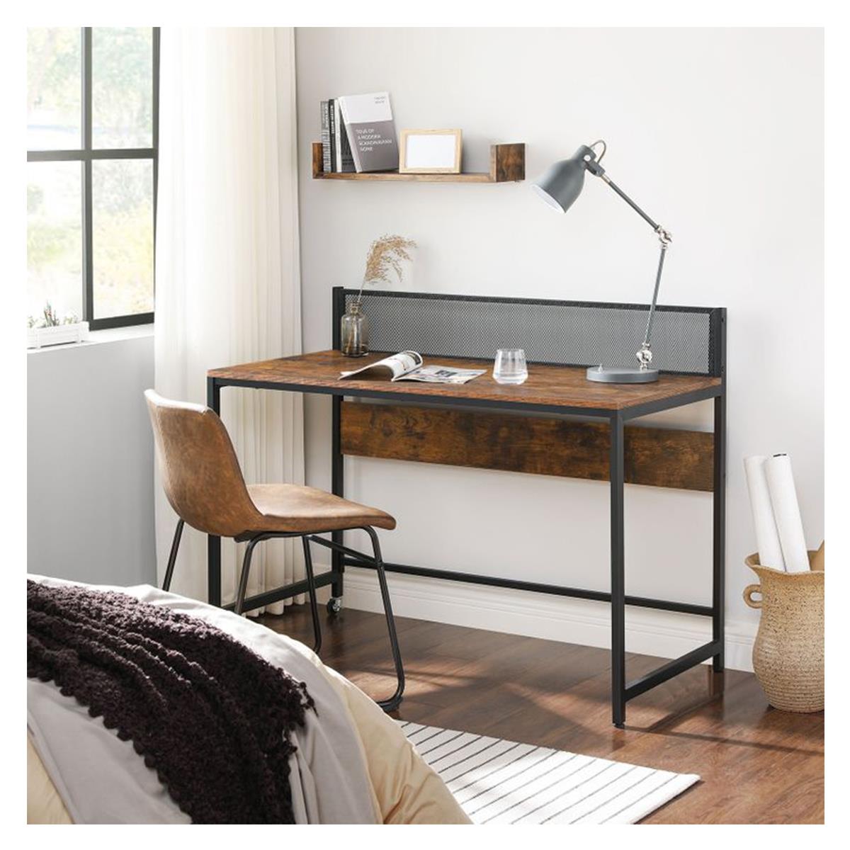 Mesa Escritorio 120 x 60 cm Móvil con Ruedas Escritorio Ordenador con  Estructura de Metal para Oficina Estudio Dormitorio Negro y Marrón