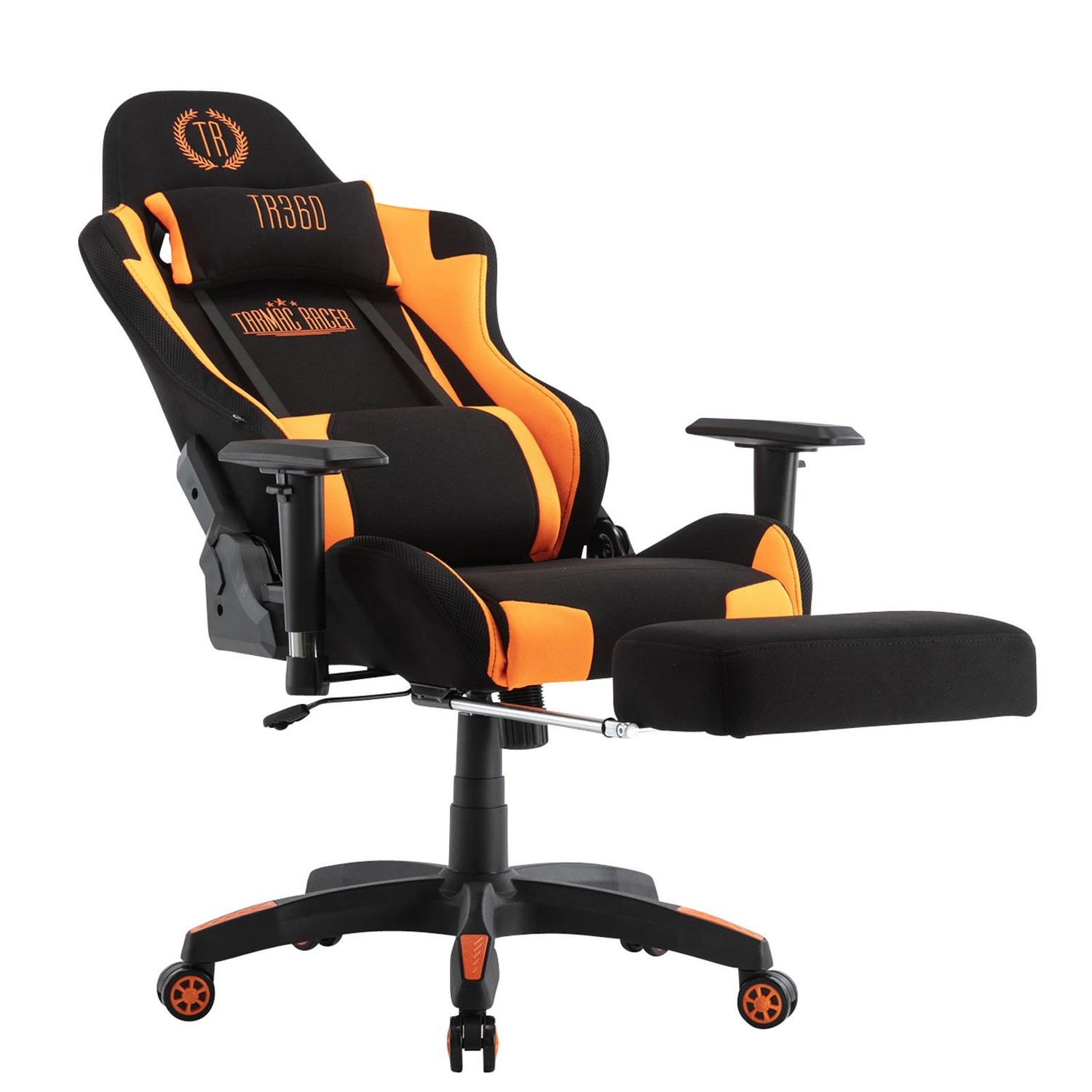 Silla Gaming TURBO LED TELA, en Negro/Naranja Ofisillas.es