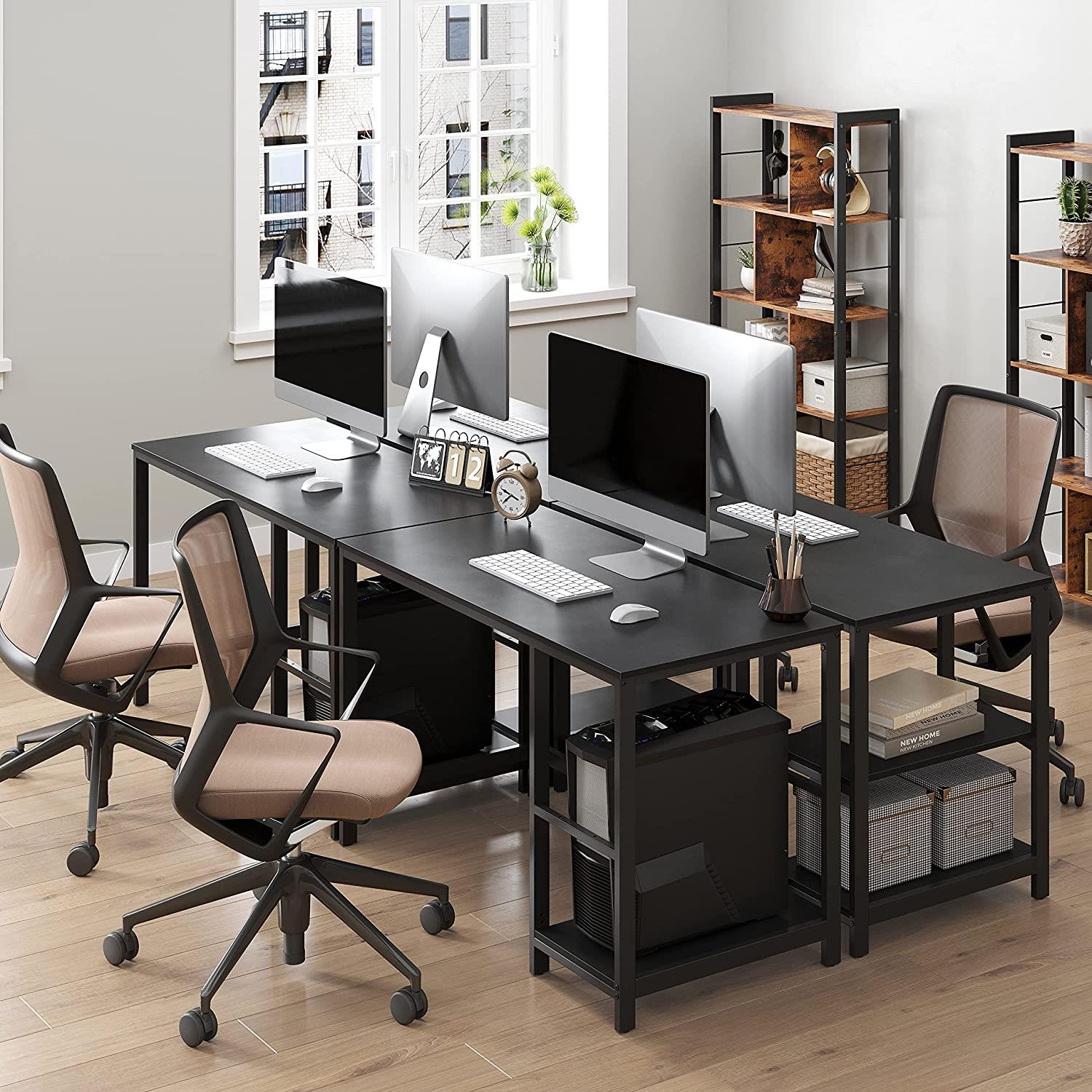 Mesa de ordenador ERGOS, moderno diseño, en metal y madera color Negro 