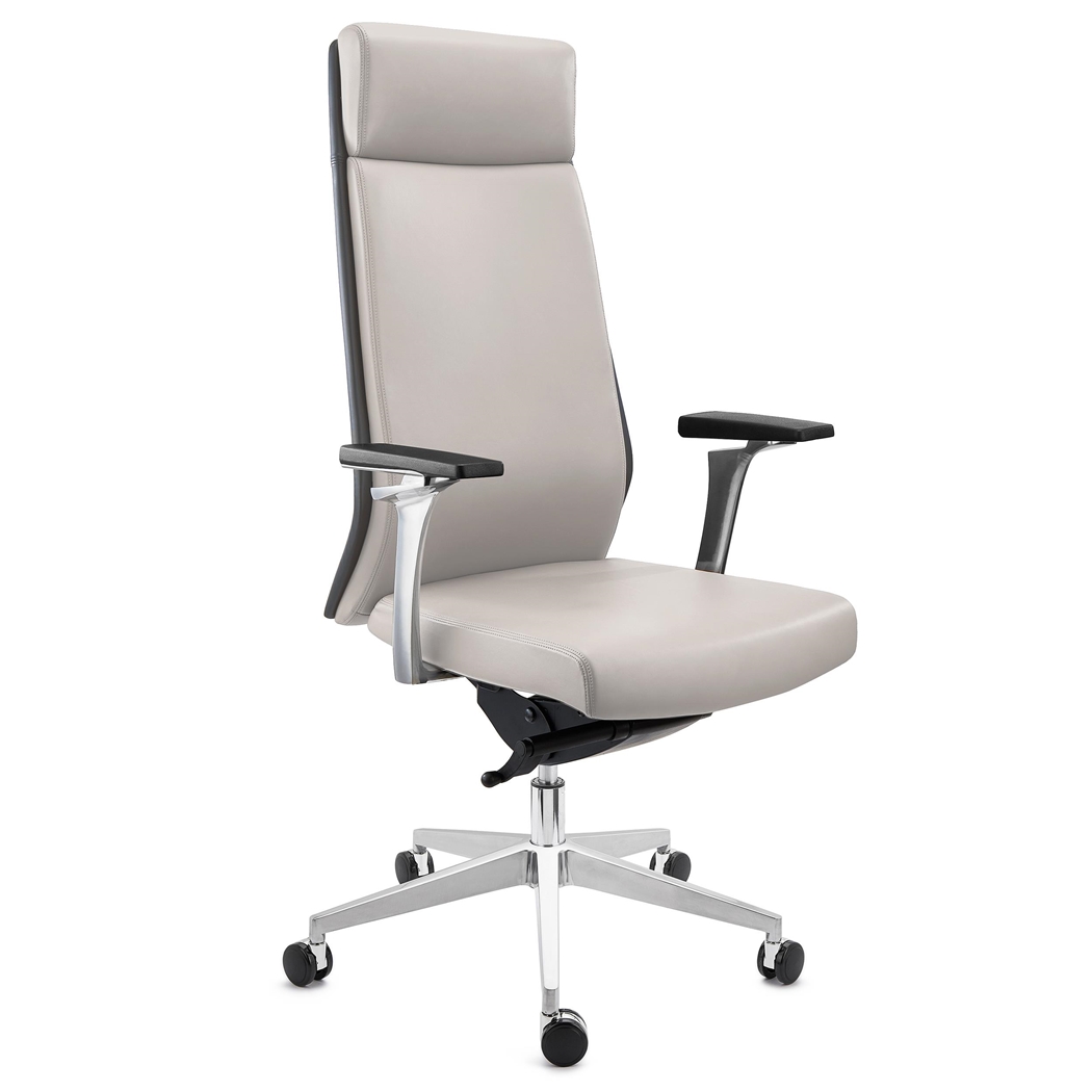 DEMO# Sillón de Oficina PERONI, Elegancia y Comodidad, Uso Profesional 8H, Gran Calidad, Piel Gris