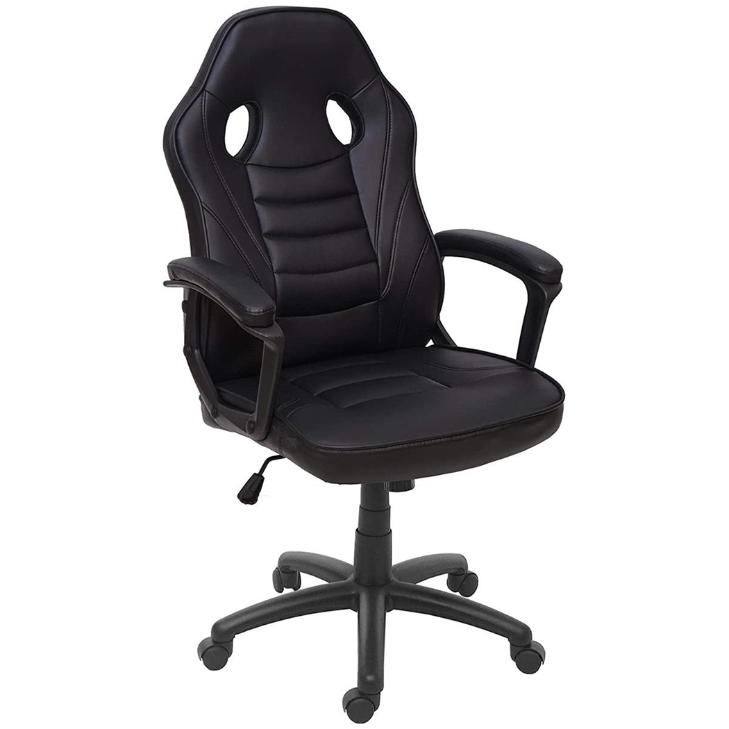 Silla Gaming DRIFT, Diseño Deportivo, Grueso Acolchado, en Piel Negra