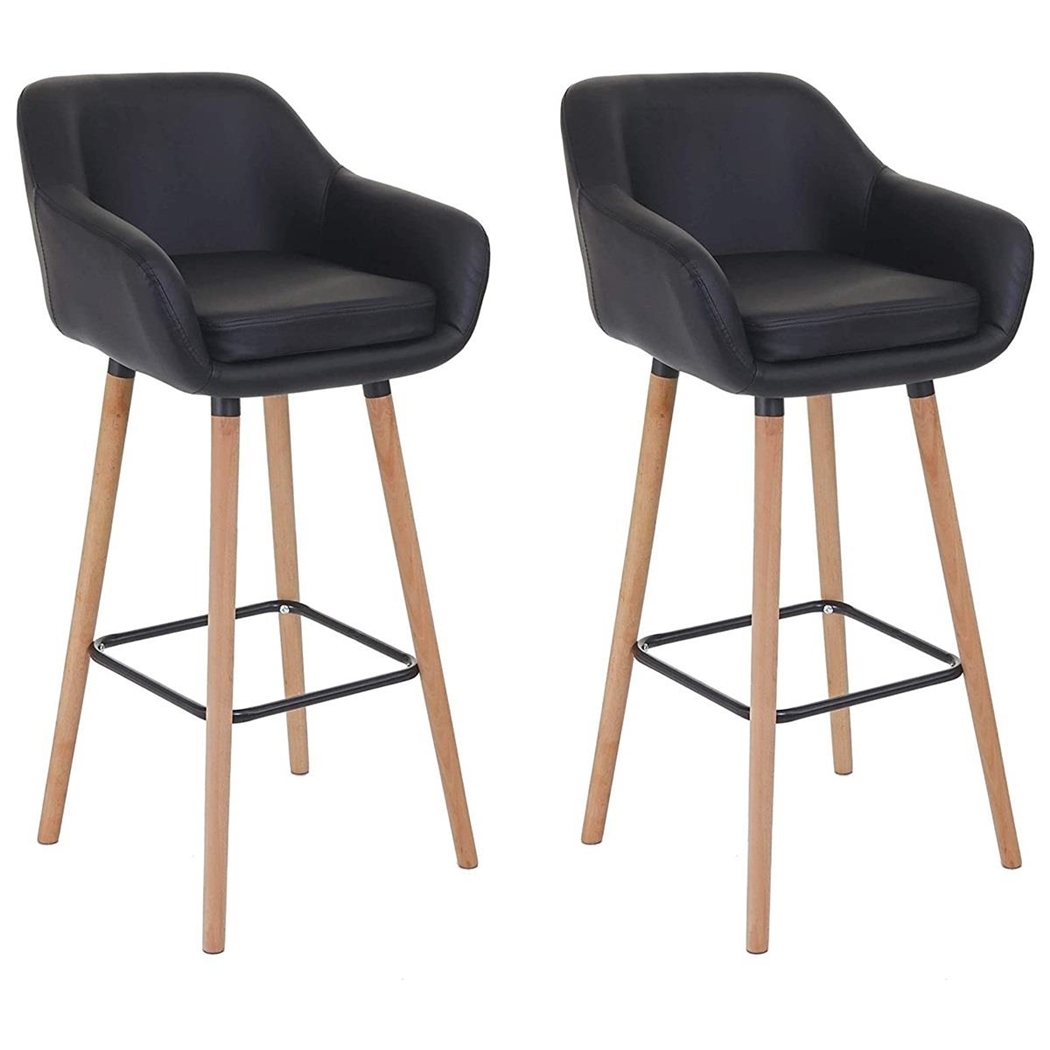 Lote de dos Taburetes VEGAS, Diseño Moderno y Sofisticado, Gran Acolchado en Piel color Negro