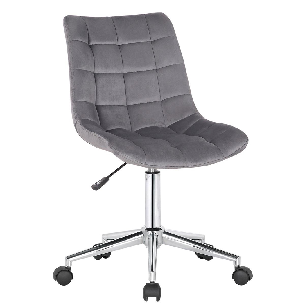 Silla de Oficina SAMMY, Exclusivo Diseño, Base Metálica, en Terciopelo color Gris