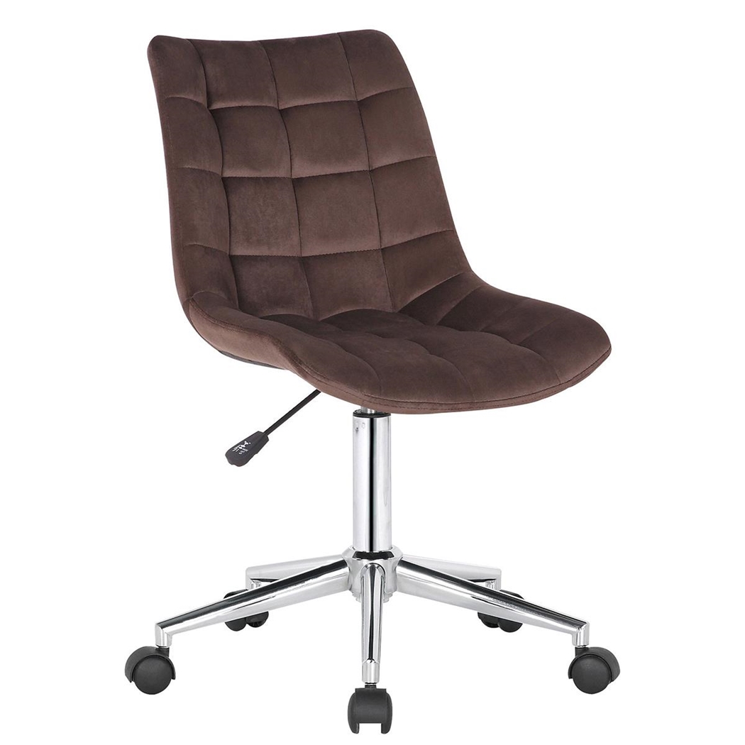 Silla de Oficina SAMMY, Exclusivo Diseño, Base Metálica, en Terciopelo color Marrón