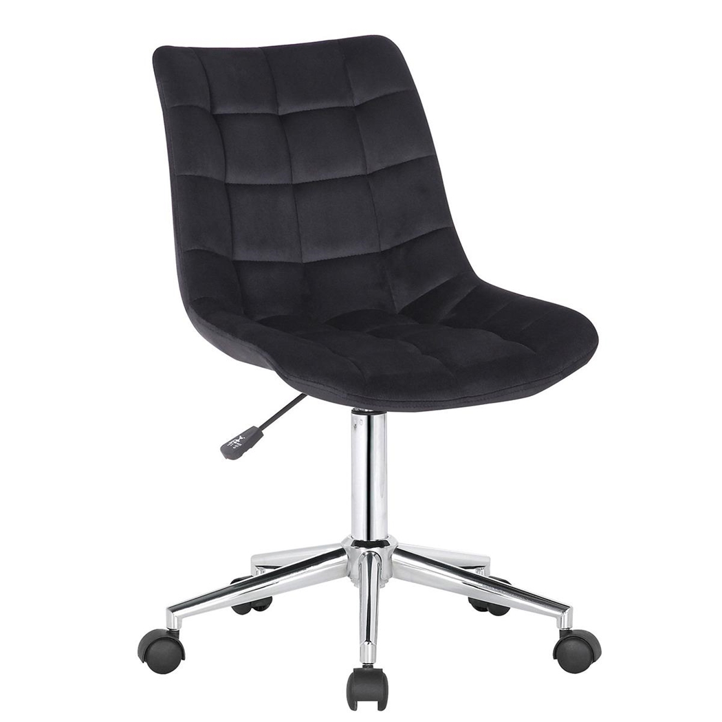 Silla de Oficina SAMMY, Exclusivo Diseño, Base Metálica, en Terciopelo color Negro