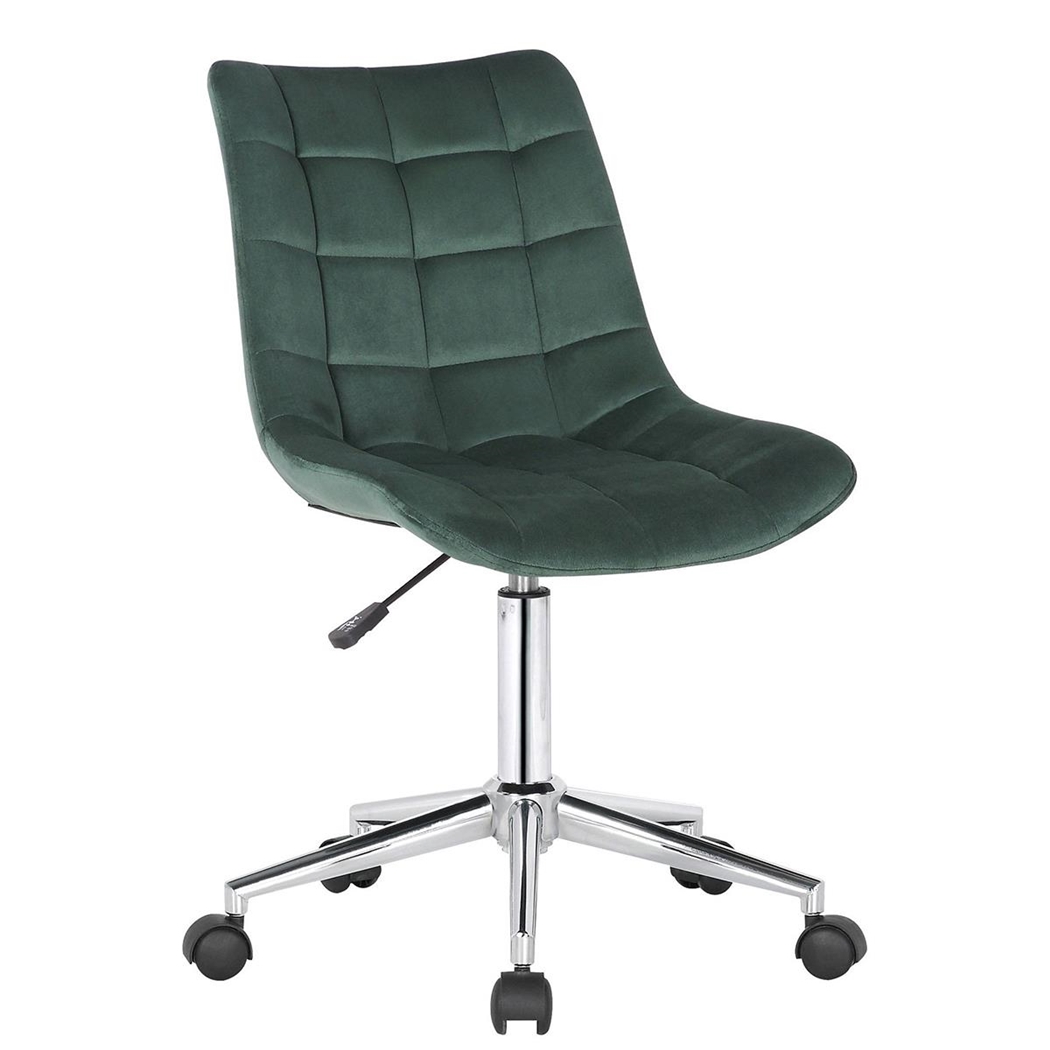 Silla de Oficina SAMMY, Exclusivo Diseño, Base Metálica, en Terciopelo color Verde