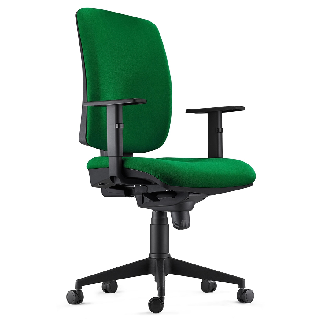DEMO# Silla Ergonómica PIERO, en Tela color Verde, con Brazos Ajustables