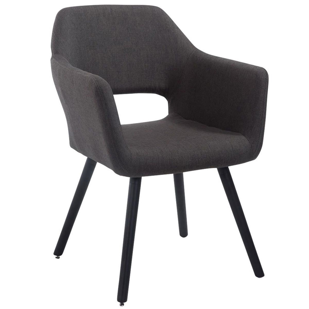 Silla de Confidente KALUM, Diseño Moderno, Patas Negras, en Tela Gris Oscuro