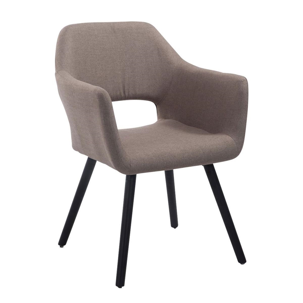 Silla de Confidente KALUM, Diseño Moderno, Patas Negras, en Tela Gris Topo