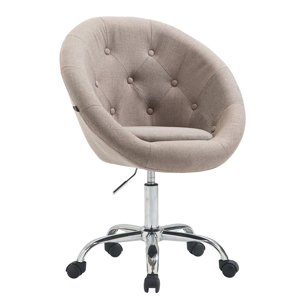 Silla de Oficina IVONNE, Estructura Metálica, en Tela con Capitoné color Gris Pardo