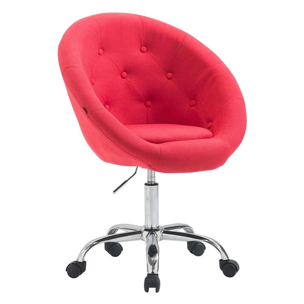 Silla de Oficina IVONNE, Estructura Metálica, en Tela con Capitoné color Rojo
