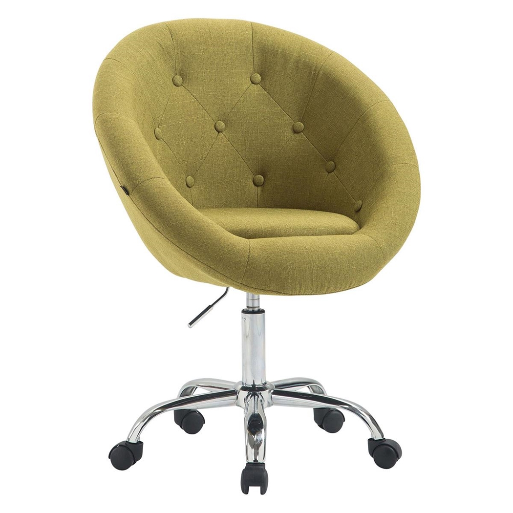 Silla de Oficina IVONNE, Estructura Metálica, en Tela con Capitoné color Verde