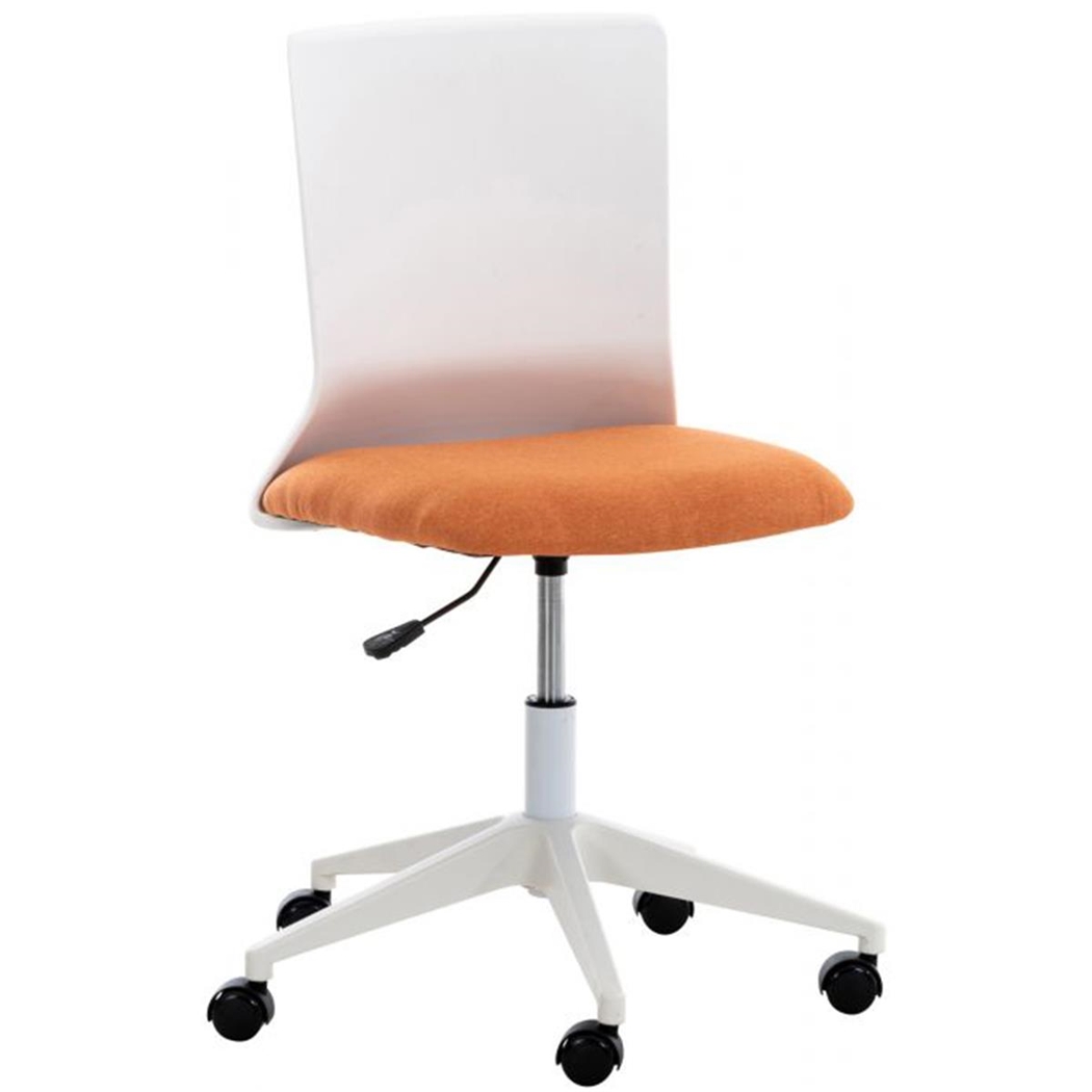 Silla de Oficina TURY, Estructura Blanca, en Tela color Naranja
