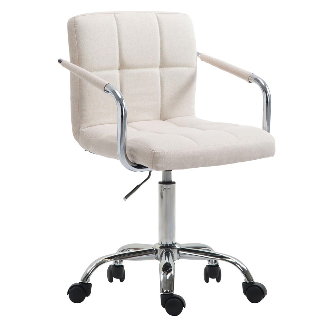 Silla de Oficina BETTY TELA, Gran Acolchado, Estructura Metálica, color Beige