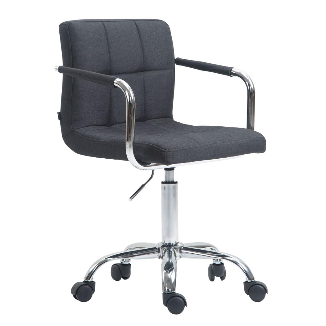Silla de Oficina BETTY TELA, Gran Acolchado, Estructura Metálica, color Gris Oscuro