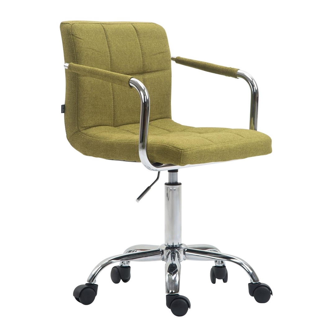 Silla de Oficina BETTY TELA, Gran Acolchado, Estructura Metálica, color Verde
