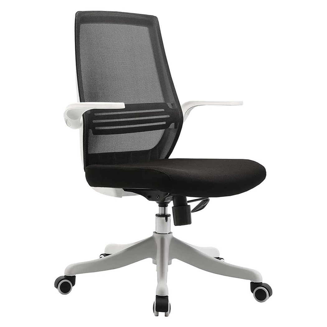 Silla de Oficina NEKKAR, Brazos Abatibles, Cómoda y Funcional, En Blanco y Negro