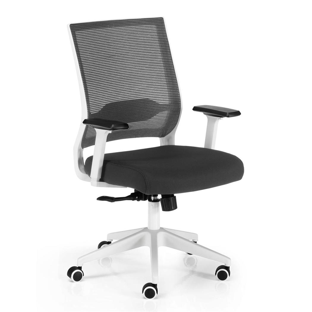 DEMO# Silla de Oficina ISAAC WHITE, Soporte Lumbar, Mecanismo Sincronizado, En Negro