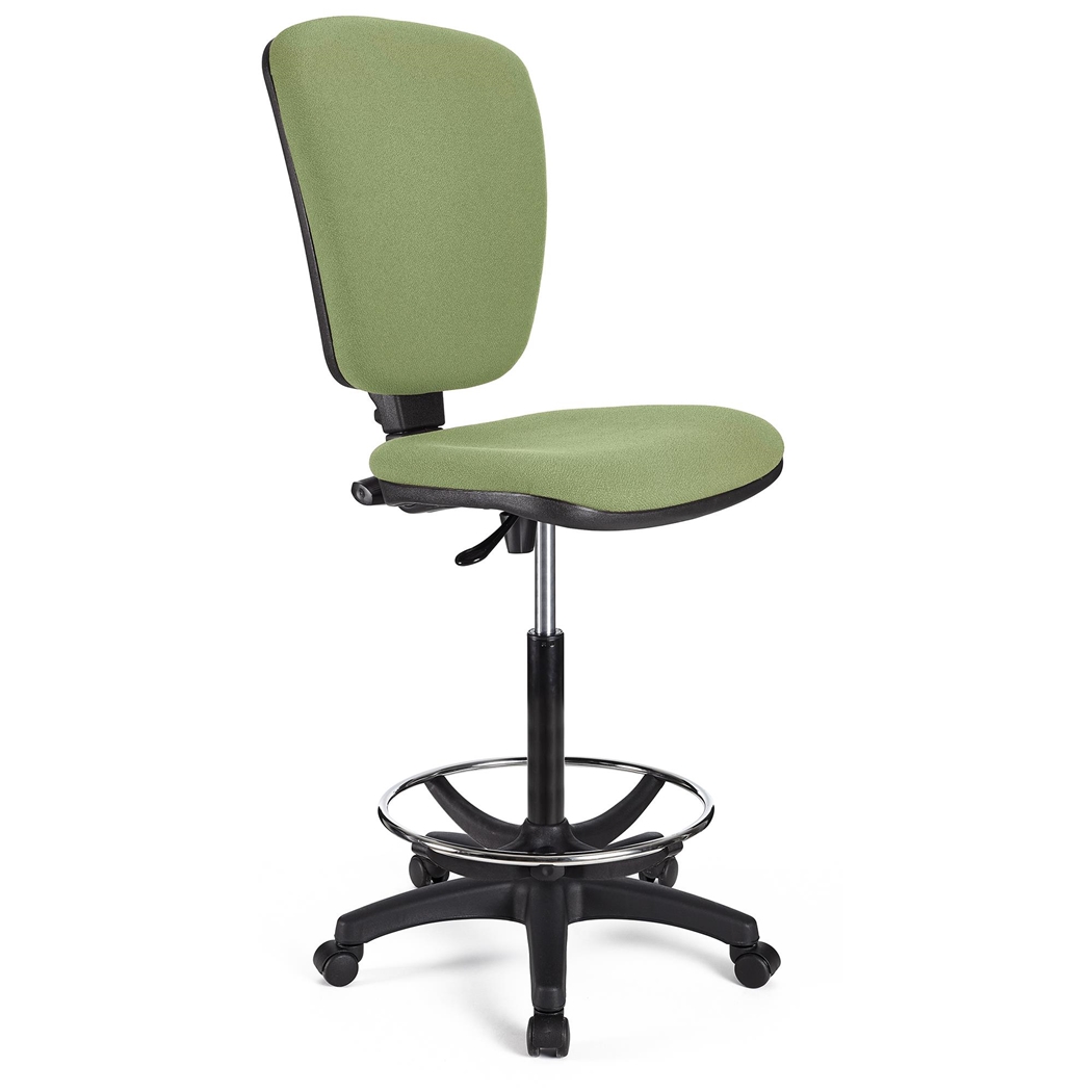 DEMO# Taburete de Trabajo CALIPSO SIN BRAZOS, Respaldo Ajustable, Gran Acolchado, En Tela Verde 