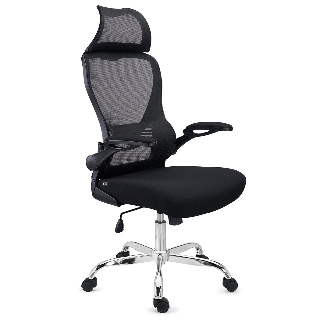 Silla de Oficina CORFU, Reposacabezas, Brazos Abatibles, Diseño Ergonómico, En Negro