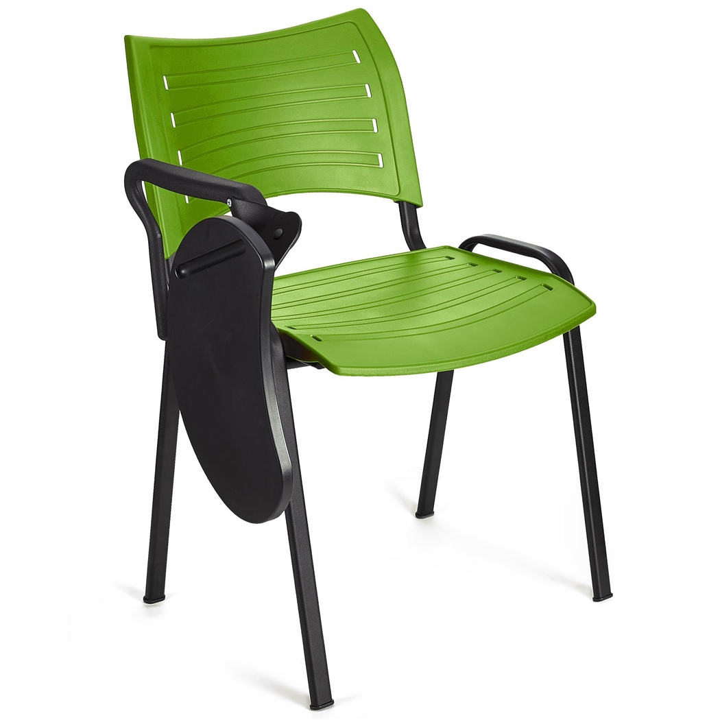 DEMO# Silla de Confidente ELVA CON PALA, Apilable y Práctica, Patas Negras y Color Verde