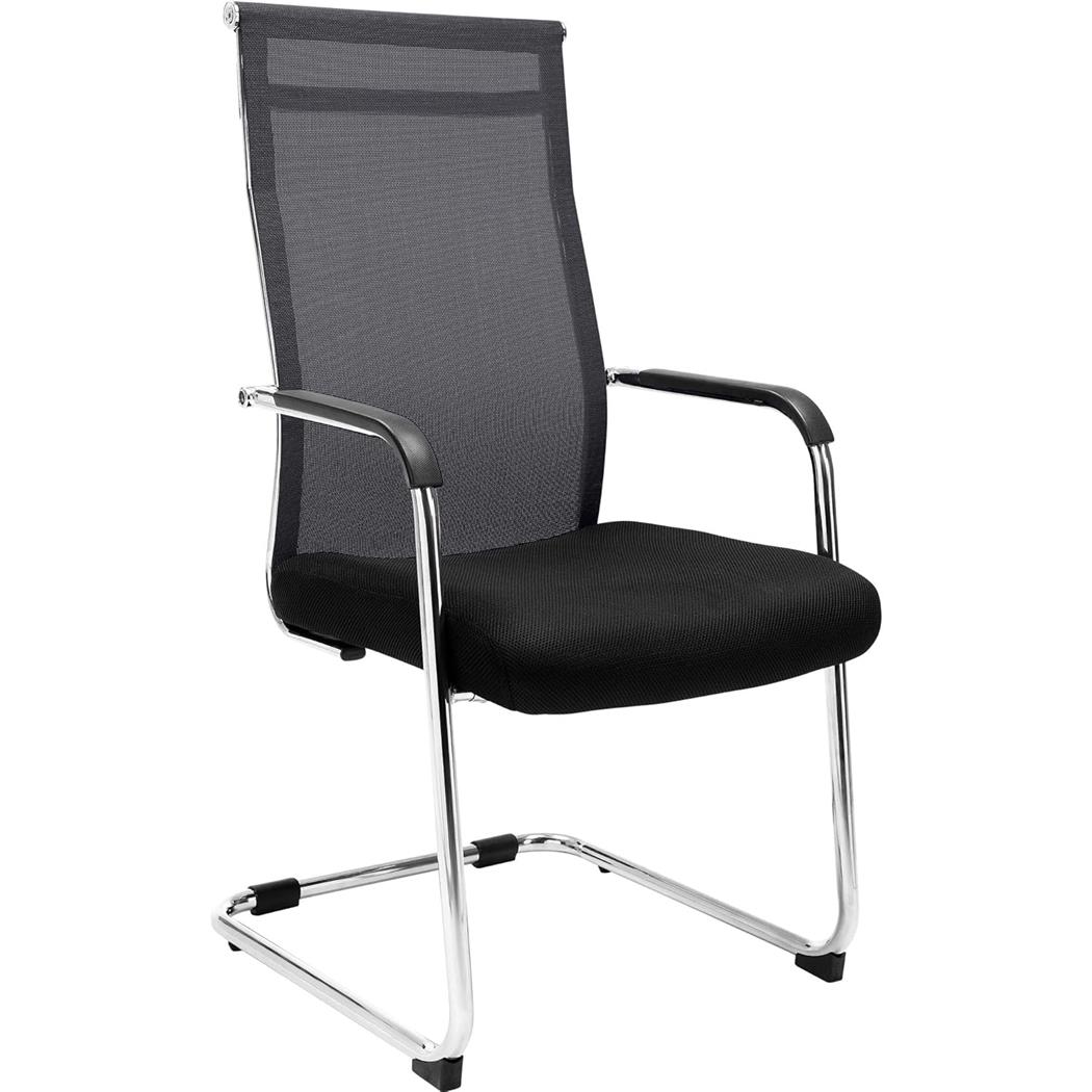 Silla de Confidente BREMEN, Estructura Metálica, en Malla Transpirable color Negro