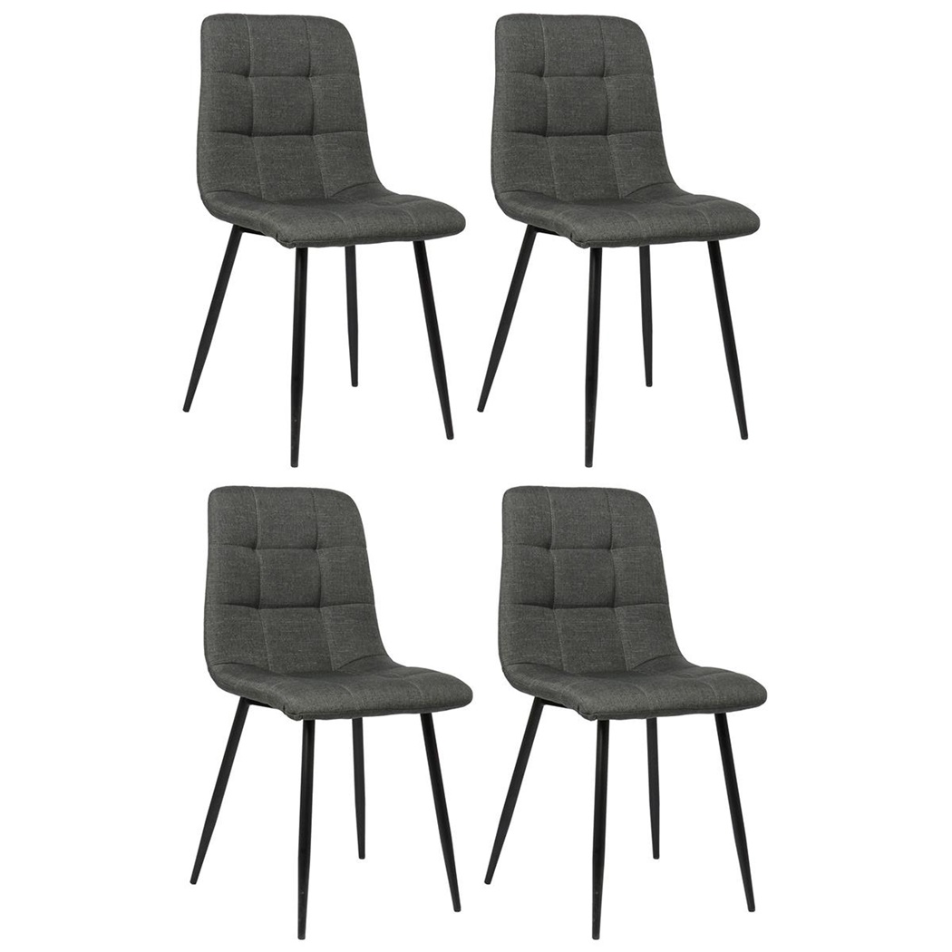 Lote de 4 Sillas de Confidente ARDILES, Patas Metálicas, en Tela color Gris Oscuro
