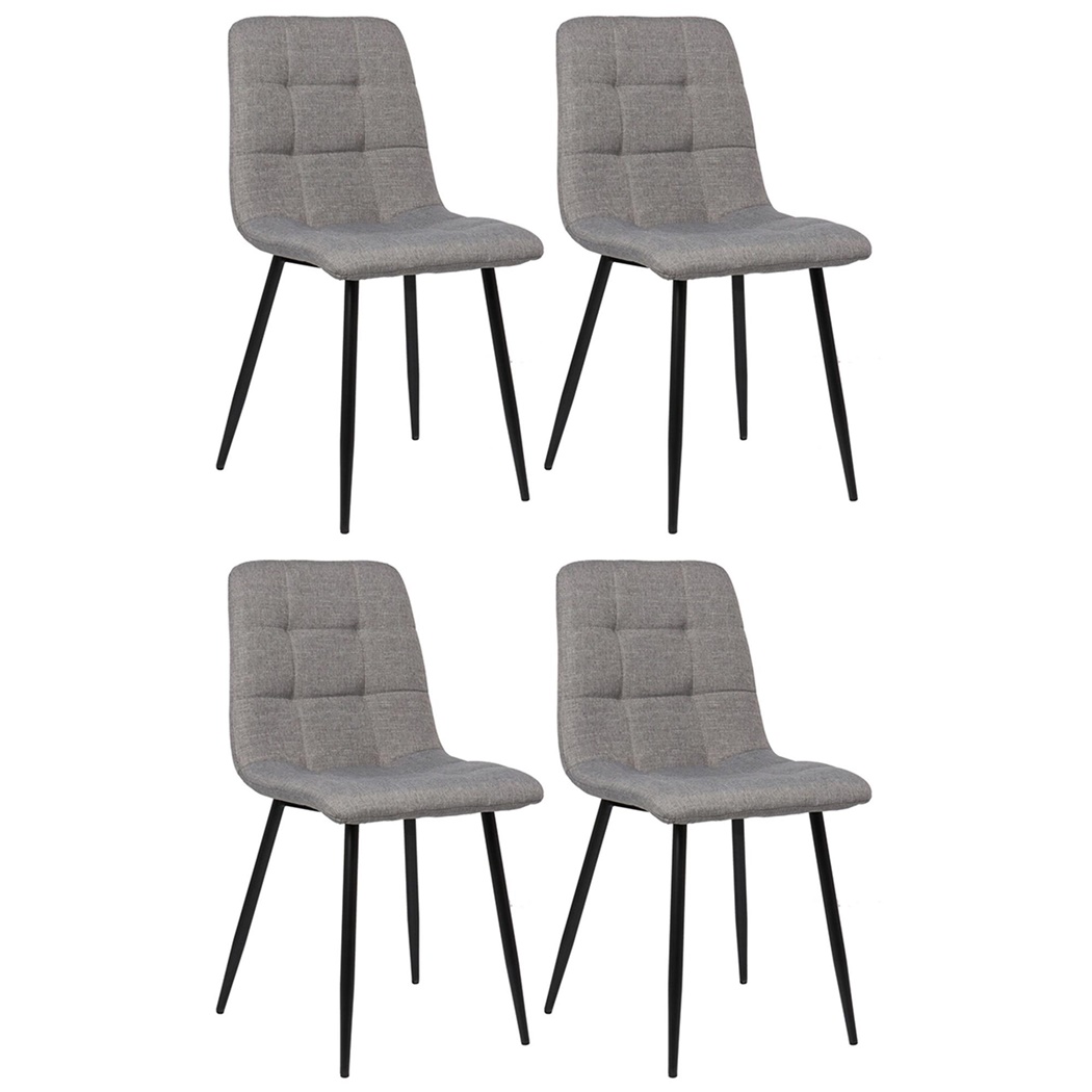Lote de 4 Sillas de Confidente ARDILES, Patas Metálicas, en Tela color Gris Claro