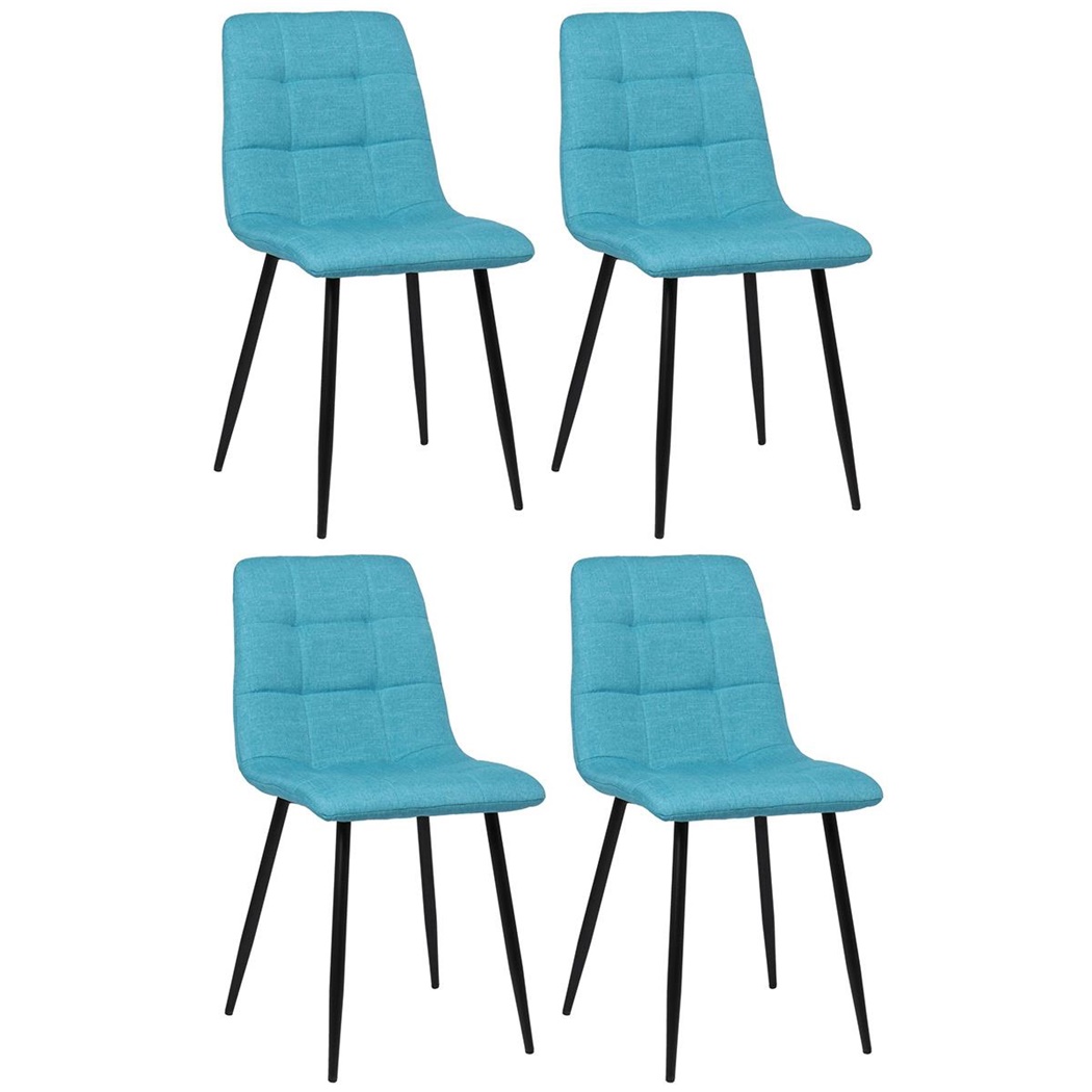 Lote de 4 Sillas de Confidente ARDILES, Patas Metálicas, en Tela color Azul Claro