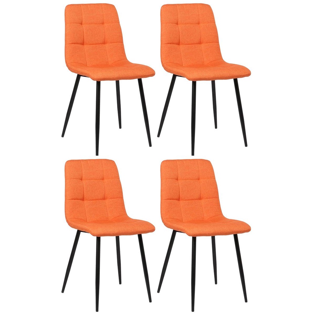 Lote de 4 Sillas de Confidente ARDILES, Patas Metálicas, en Tela color Naranja