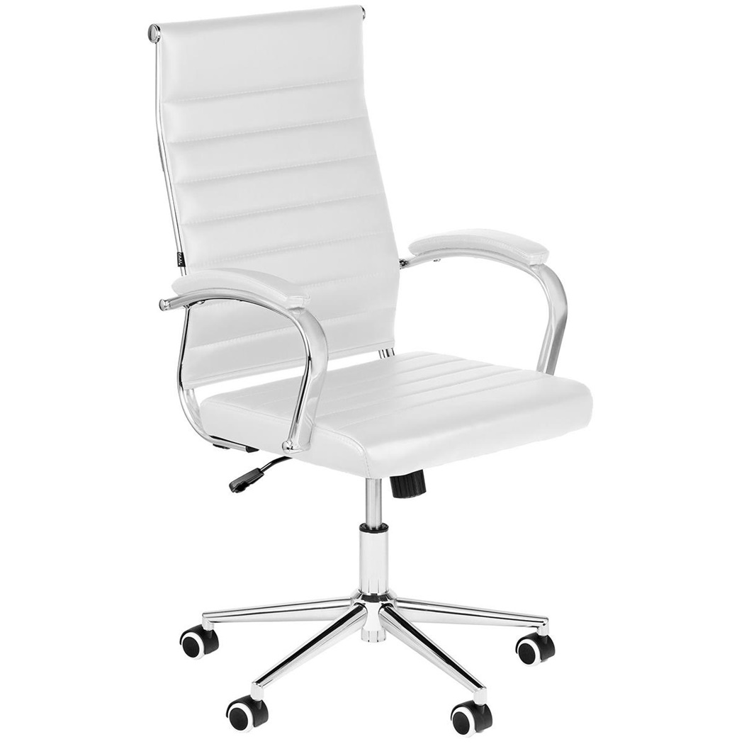Silla de Oficina OXFORD, Diseño Elegante, Gran Comodidad, en Piel color Blanco