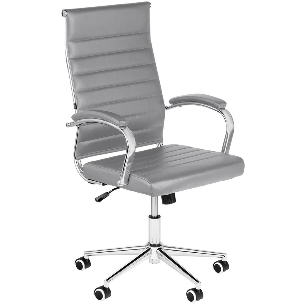 Silla de Oficina OXFORD, Diseño Elegante, Gran Comodidad, en Piel color Gris